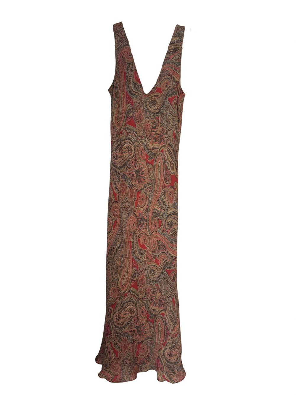 90s Jones New York Paisley V-Neck Maxi Slip Dress